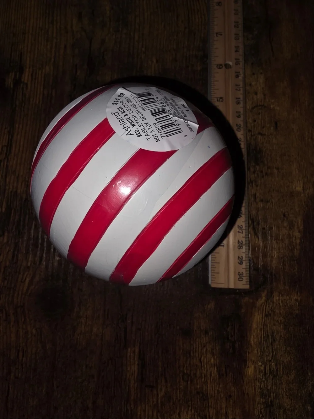 Ashland Red White Blue Striped and Star Decorative Spheres Set